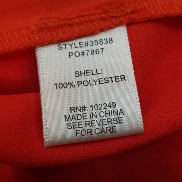 Skies Are Blue Neon Orange Cutout V-Neck Long Sleeve Blouse - Picture 4 of 6